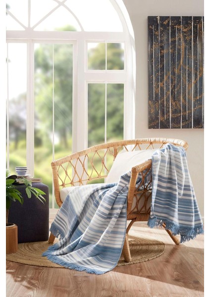 Floretta Çizgili Pamuklu Battaniye 130 x 170 cm