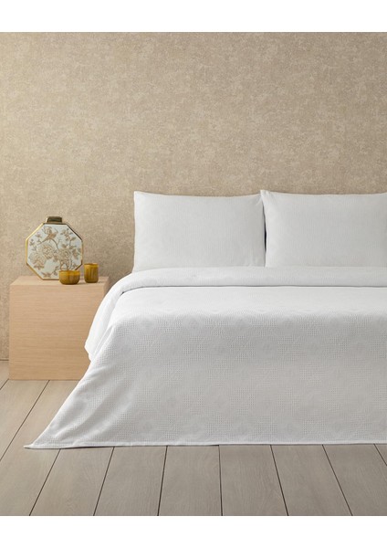Home Pearl Pamuklu Çift Kişilik Yatak Örtüsü Takımı Beyaz