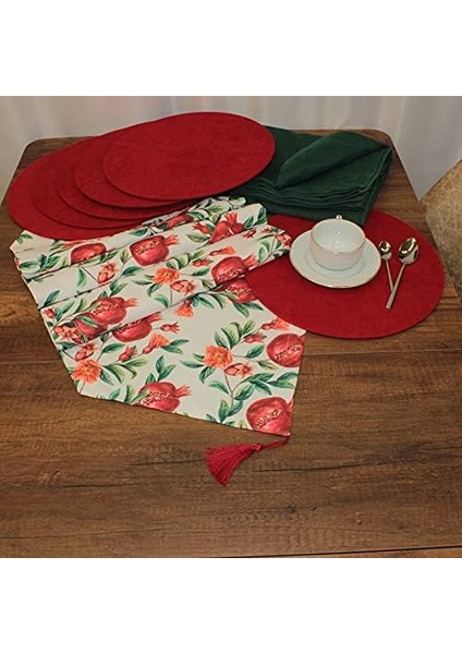 Desenli Beyaz Zemin Arka Plan Dijital Baskılı Runner Amerikan Servis 40 x 150 cm modelleri