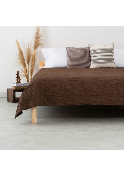| Jazzy | Çift Kişilik Premium Çok Amaçlı Yatak Örtüsü Kahve