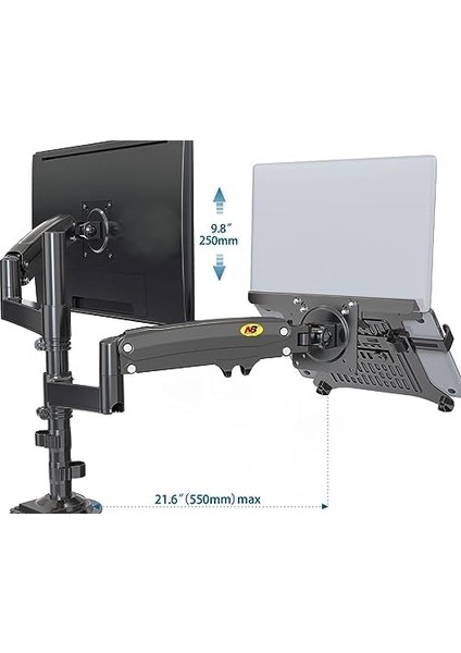 Nb H180-FP Çift Kol Amortisörlü 22"-32" Monitör Tutucu ve 10"-17" Laptop Standı fiyatları