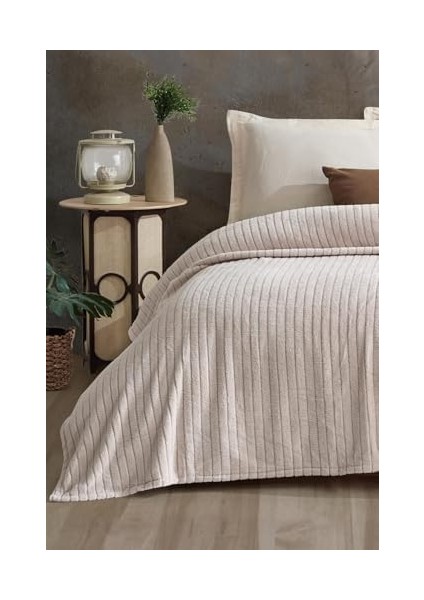 Tekstil Comfy | Çizgili Wellsoft Tek Kişilik Battaniye Krem fiyatları
