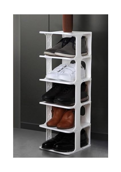 Life 5 Katlı Plastik Beyaz Ayakkabı Rafı MIT1062 modelleri