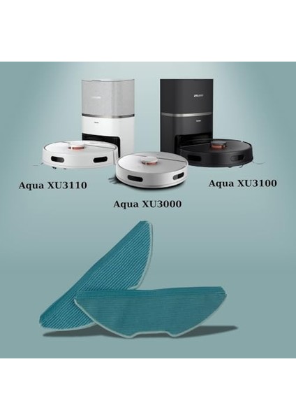 Homerun 3000 Serisi Aqua XU3000, XU3110, XV1430 Robot Süpürge ile Uyumlu Mikrofiber Paspas Bezi 4'lü