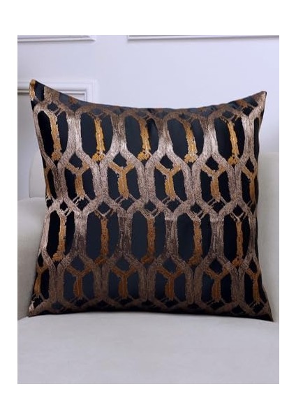 Home Hexagon Siyah Renkli Desenli 50 x 50 Kare Kırlent Kılıfı