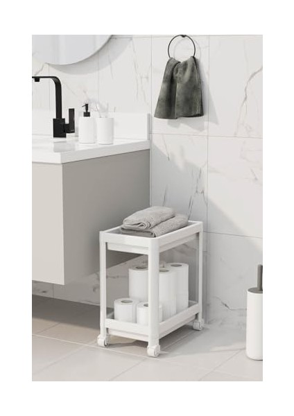2 Katlı Tekerlekli Düzenleyici Raf, Banyo Dolabı, Mutfak Tezgah ve Evye Altı modelleri