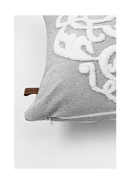 Jakarlı Kırlent 43 x 43 cm Damask Gri modelleri