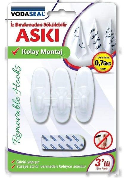 53.01.081 Iz Bırakmaz 3'lü Oval Askı, Beyaz