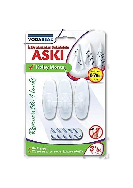 53.01.081 Iz Bırakmaz 3'lü Oval Askı, Beyaz modelleri