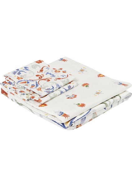 Viola DESENLI Pamuk Saten Nevresim Takımı, Kiremit, Çift Kişilik (Nevresim: 200 x 220 cm /çarşaf: 230 x 260 cm / 2 Adet Yastık Kılıfı: 50 x 70 cm )