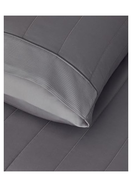 Home Valery Pamuk Saten Kapitoneli Çift Kişilik Yatak Örtüsü Takımı Koyu Gri fiyatları