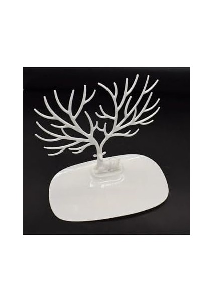 Geyik Tasarımlı Takı Standı Yüzük Küpe Kolye Askılığı Mücevher Organizer Askı Beyaz modelleri