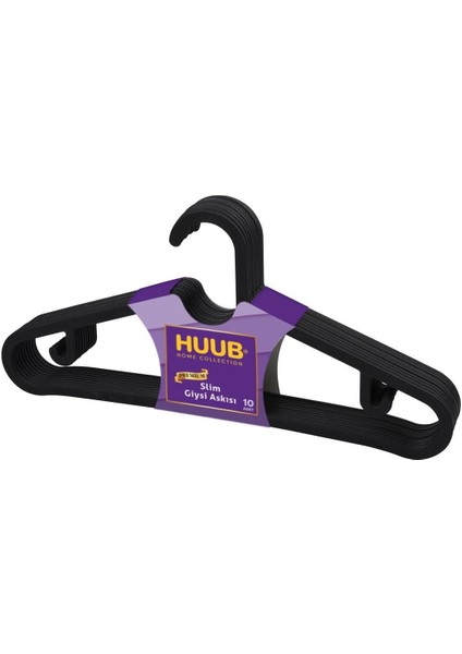Hanger Plastik Slim Askı, Elbise Askısı, Siyah Askı (Standart, Adet, 30)
