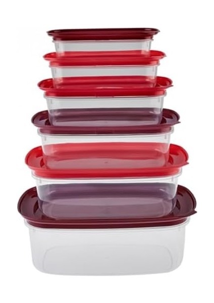 7.6 Litre -Red Velved 6'lı Saklama Kabı Seti - Sebze Saklama Seti - Bakliyat Saklama Kabı - Mutfak Düzenleyici - Buzdolabı Organizeri modelleri