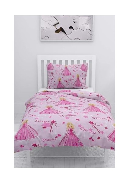 Prenses Desen Pamuklu Ranforce Tek Kişilik Nevresim Seti - Pembe fiyatları