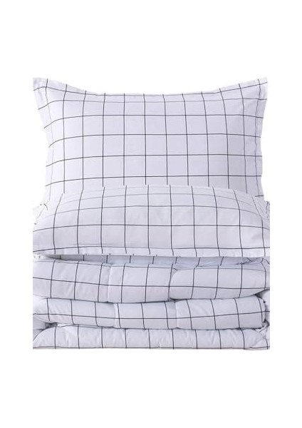 Plaid Nevresim Takımı Çift Kişilik 200 x 220 - Beyaz modelleri
