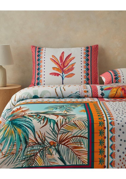 Home Palmy Patchwork Tek Kişilik Nevresim Seti Turuncu - Bej