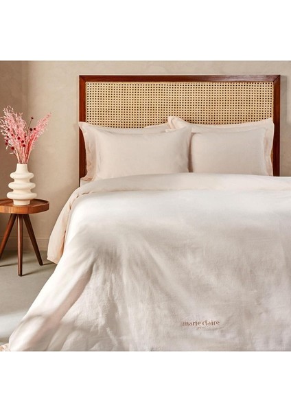 Claire Ceneva Keten Tek Kişilik Nevresim Takımı Pudra