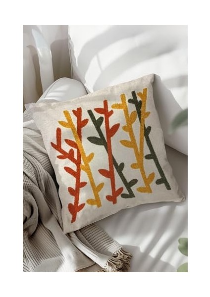 Bambu Punch Nakışlı Dekoratif Kırlent Kılıfı, Panç Kırlent ve Yastık Kılıfı, 44 x 44 cm fiyatları