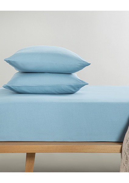 Home Novella Premium Soft Cotton Tek Kişilik Lastikli Çarşaf Takımı Mavi