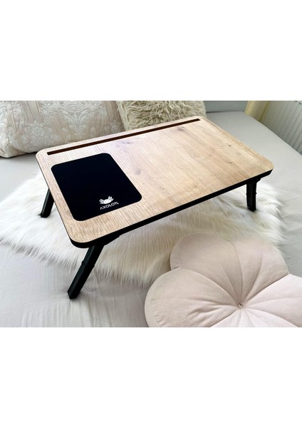 Folding Telefon ve Tablet Bölmeli Katlanır Ayaklı Laptop Sehpası Solak