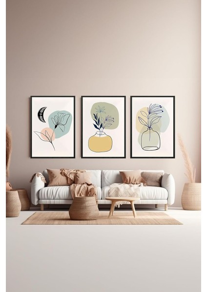 3 Parça Çerçeve Görünümlü Mdf Tablo Seti - ARTSYCLLCT18-2030