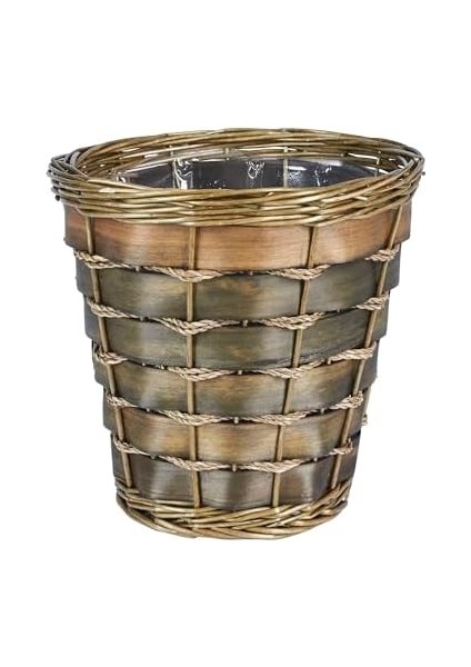 Essentials ML-2215 Küçük Dekoratif Hasır Çöp Sepeti | Hn Söğüt ve Kavak | Doğal Koyu Kahverengi fiyatları