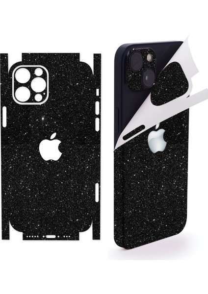 Apple iPhone 15 Için 360 Full Arka Kaplama Koruma Sticker Kılıfsız Kullanım Için Simli Siyah