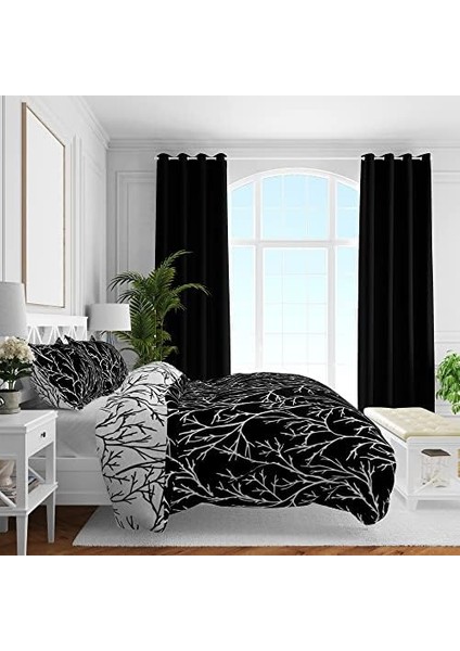 Queen Size Saten Nevresim Seti Siyah modelleri