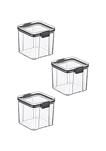 Akrilik Kilitli Kare Saklama Kabı 700 ml 3 Adet, 700 ml 3'lü Kilitli Saklama Kabı | Güvenli ve Pratik Akrilik Kilitli Kare Saklama Kabı 700 ml - 3'lü Set ile Eşyalarınızı Düzenleyin!