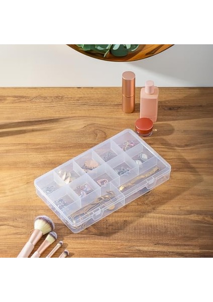 2 Li ORG-601 Aria 12 Bölmeli Kendinden Kapaklı Takı Toka Organizeri Düzenleyici - Şeffaf fiyatları