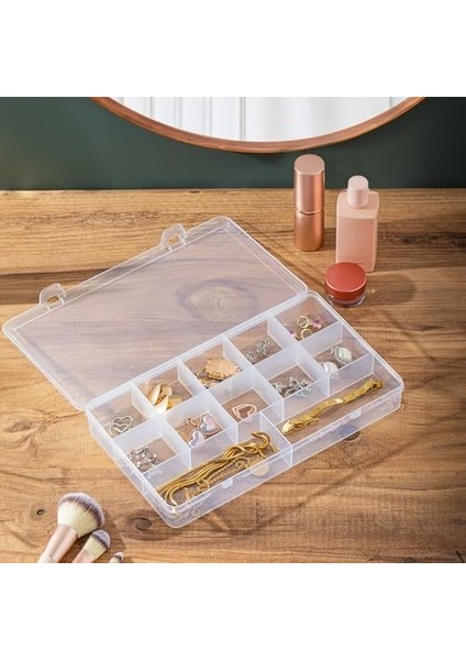 2 Li ORG-601 Aria 12 Bölmeli Kendinden Kapaklı Takı Toka Organizeri Düzenleyici - Şeffaf modelleri