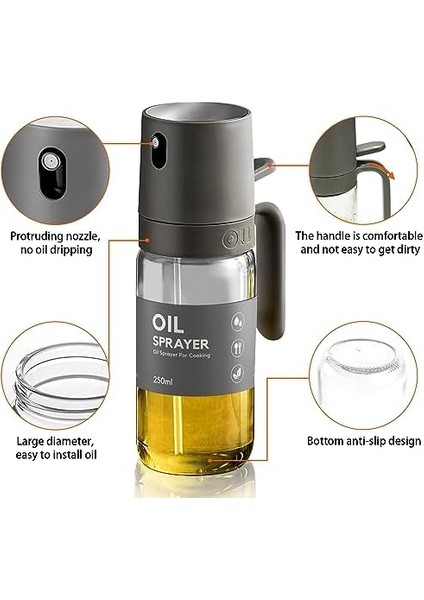 Yemek Yağı Için Yağ Püskürtücü, 250 ml Yağ Püskürtme Şişesi, Cam, Zeytinyağı Spreyi, Pişirme Için Yağ Spreyi, Sprey Şişesi, Sıcak Hava Fritözü Için Yağ, Yağ Püskürtücü, Pişirme, Izgara, modelleri