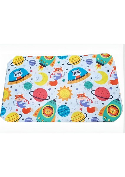 Beslenme Örtüsü Renkli Desenli Beslenme Bezi 30 x 50 cm , Uzay Temalı Beslenme Örtüsü