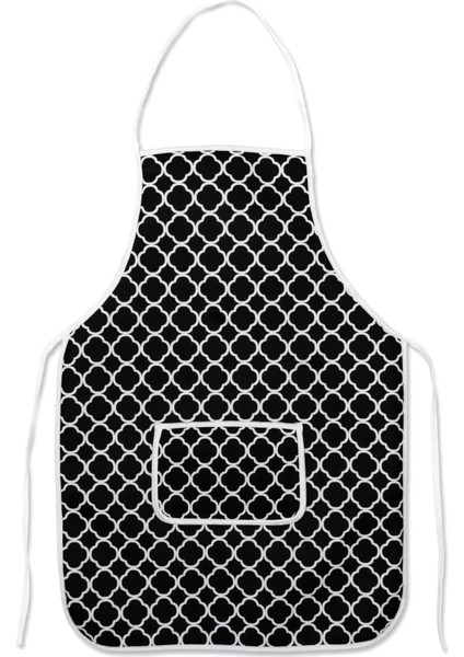 Sıvı Geçirmez Mutfak Önlüğü Sünger Dolgulu Çift Hazneli Cepli Model & Siyah