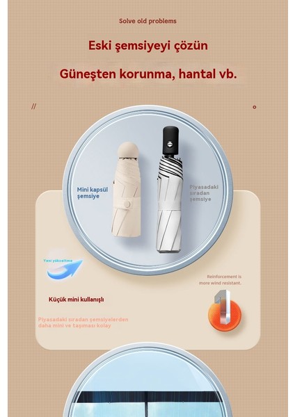 Güneş Koruyucu Beş Katlı Şemsiye Kapsül Şemsiye Şemsiye Mini Ultra Hafif (Yurt Dışından)