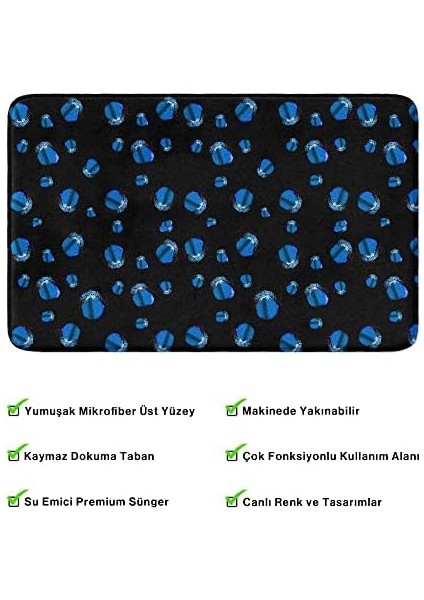 Mikrofiber Banyo Paspası, Kaymaz Taban, Makinede Yıkanabilir, Çok Amaçlı Halı (447_BPSM, 2'li Takım)