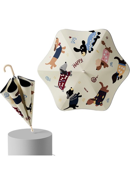 Yaz Açık Çocuk Yuvarlatılmış Rulo Uzun Saplı Şemsiye (Yurt Dışından)