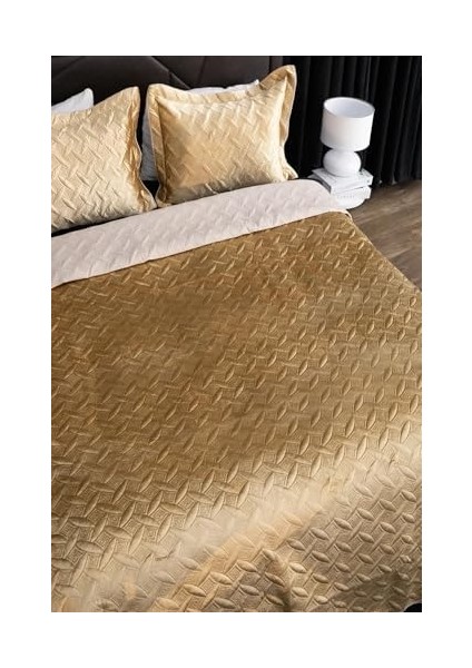 Kadife Çift Kişilik Yatak Örtüsü (Gold) fiyatları