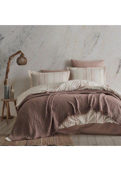 | Tissou | Çift KIŞILIK Pamuklu Muslin Pike Yatak Örtüsü Kahve