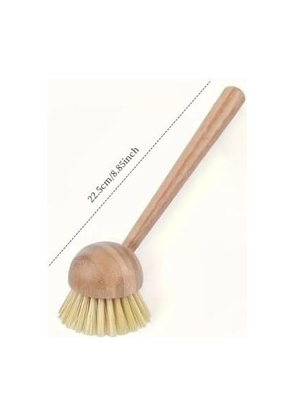 Sert Kıllı Bambu Saplı Ahşap Mutfak Temizlik Fırçası 21 cm