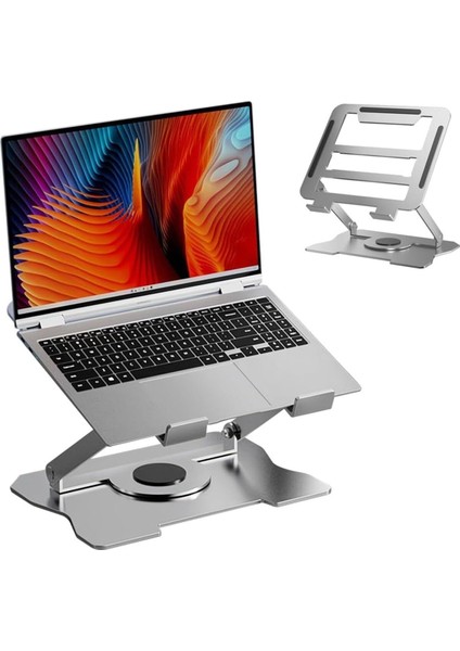 Trend Laptop/notebook/macbook ile Uyumlu 360 Derece Dönebilen Katlanabilir Yükseklik Ayarlı Metal Masa Üstü Tablet Laptop Standı