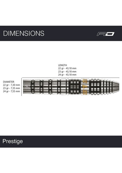 Luke Humphries Prestige % 90 Tungsten Çelik Uçlu Dart Oku modelleri
