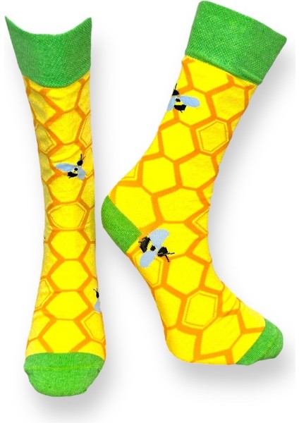 2'Li Yonca Ve Arı Tasarımlı Esnek Nem Alabilen Pamuklu Spor Soket Çoraplar fırsatları