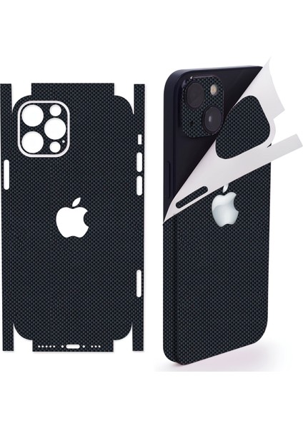 Apple iPhone 14 Pro Için 360 Full Arka Kaplama Koruma Sticker Kılıfsız Kullanım Için Karbon Siyah