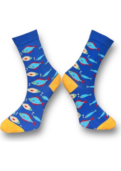 2'Li Balık Ve Uğur Böceği Tasarımlı Esnek Nem Alabilen Pamuklu Spor Soket Çoraplar modelleri