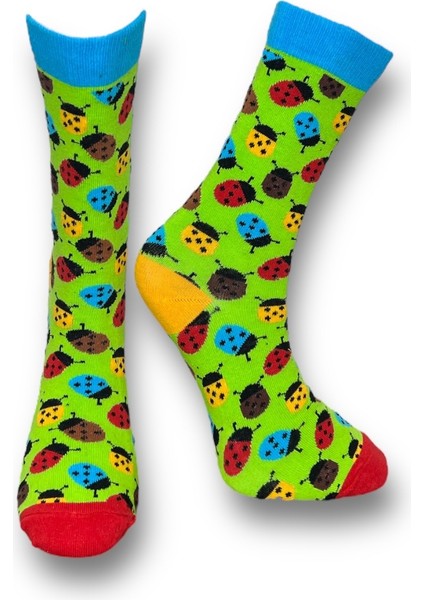 2'Li Balık Ve Uğur Böceği Tasarımlı Esnek Nem Alabilen Pamuklu Spor Soket Çoraplar fırsatları