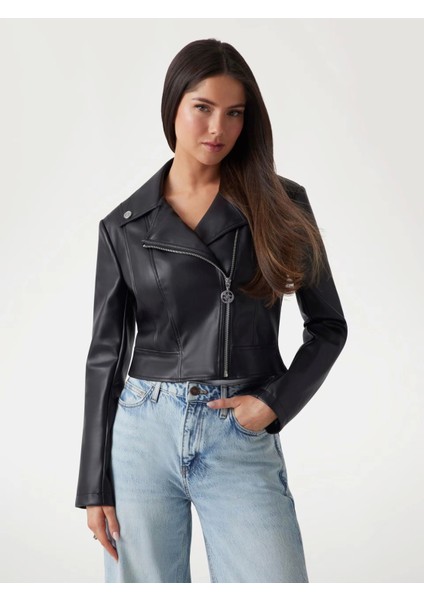 Clemence Pu Leather Jacket Kadın Siyah Ceket W5RL22WE480-JBLK