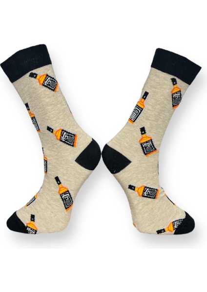 3'Lü Patlamış Mısır, Içki Şişesi Ve Renkli Dalga Tasarımlı Esnek Nem Alabilen Pamuklu Spor Soket Çoraplar modelleri