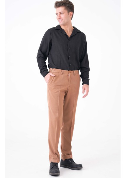 ® Flexbelt™ Kızaklı Iç Lastikli Kiremit Erkek Pantolon: Gizli Esnek Bel Tasarımıyla Gün Boyu Konfor